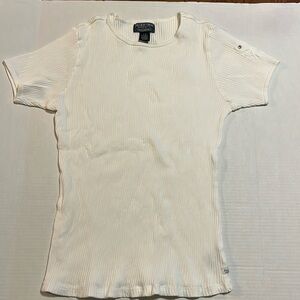 VTG-Ralph Lauren Polo jeans company-L-white-short sleeve, ribbed,cotton, T-shirt